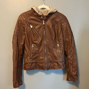 Ci Sono by Cavalini faux leather Carmel colored brown jacket size large